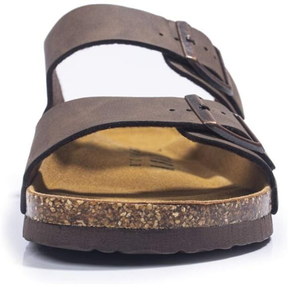 Mens Arch Support Slide Sandals Cork Footbed Adjustable Buckle Comfort Shoes - Picture 2 of 7